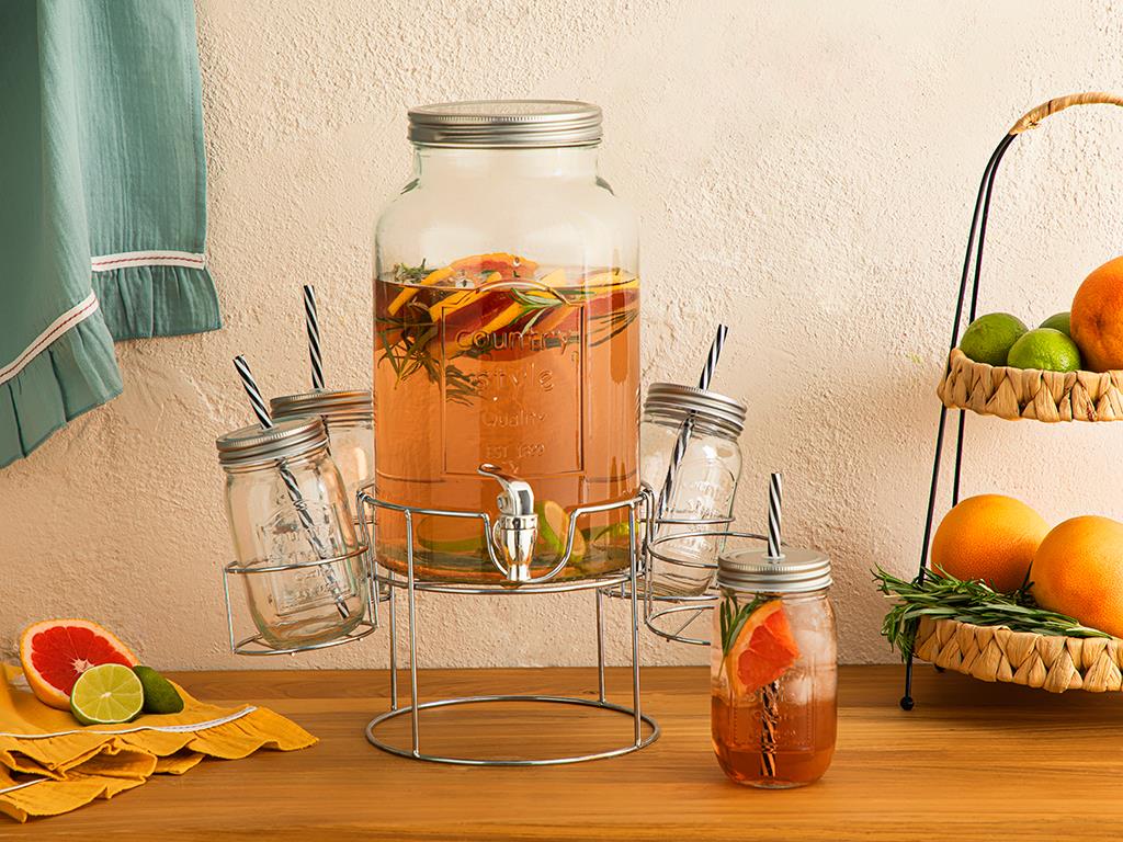 Carina Glass 5 Pieces Beverage Holder 5,5 L Silver.