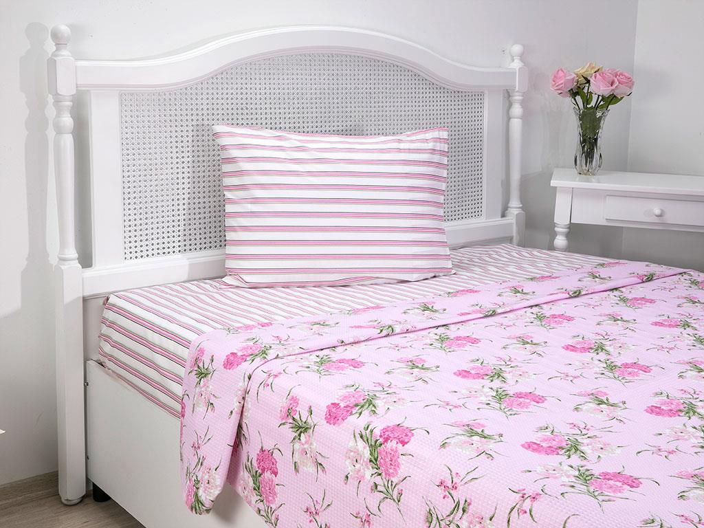carnație  Cu imprimeu Pentru o persoana  SET CUVERTURĂ 150x220 cm Roz