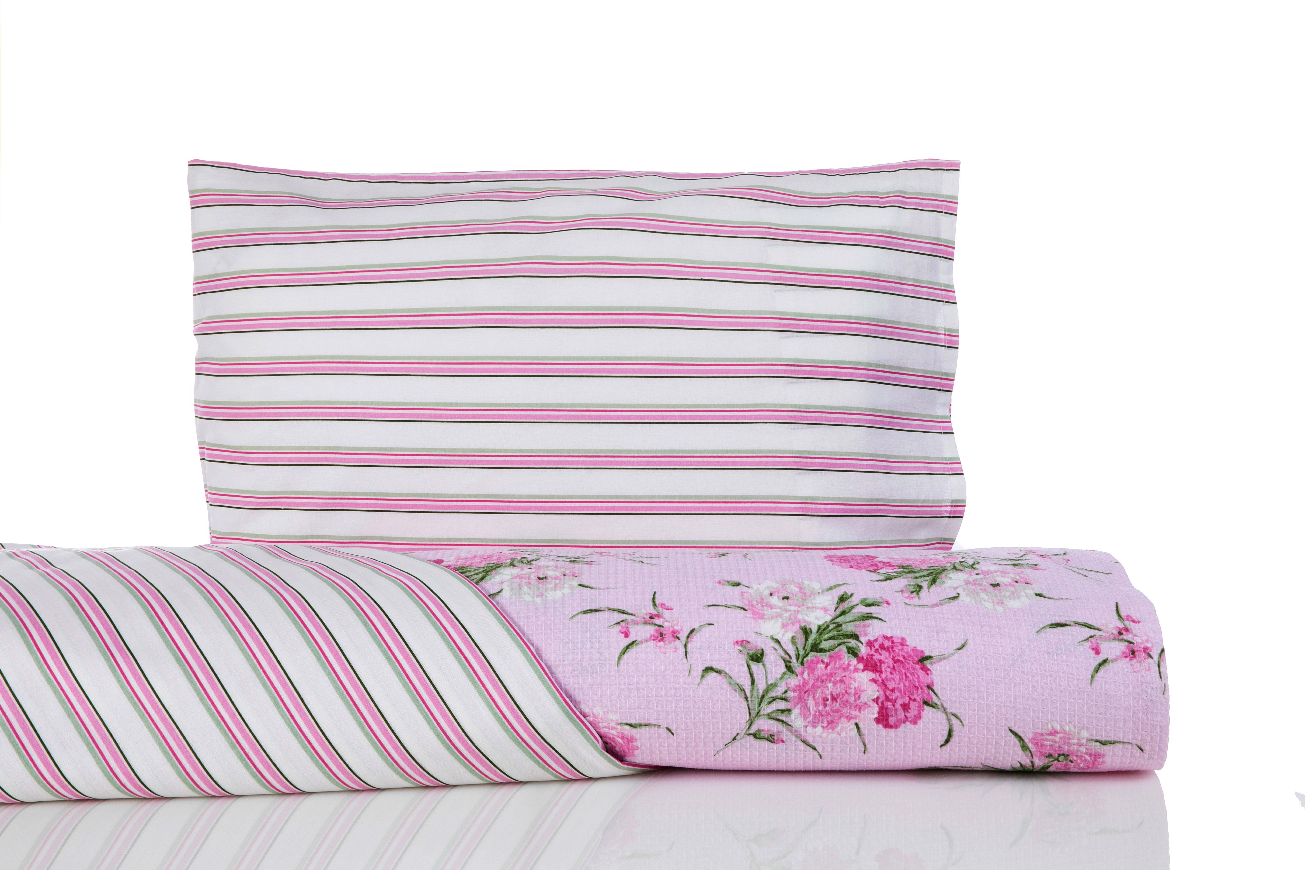 carnație  Cu imprimeu Pentru o persoana  SET CUVERTURĂ 150x220 cm Roz