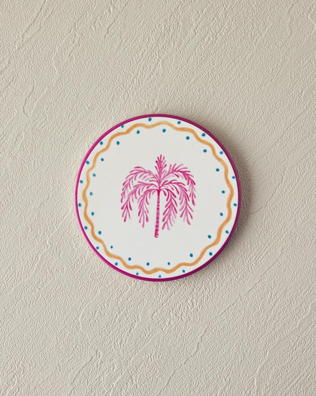 Carnival Tree Ceramică Coaster Pahare 10.8 cm Roz - Turcoaz