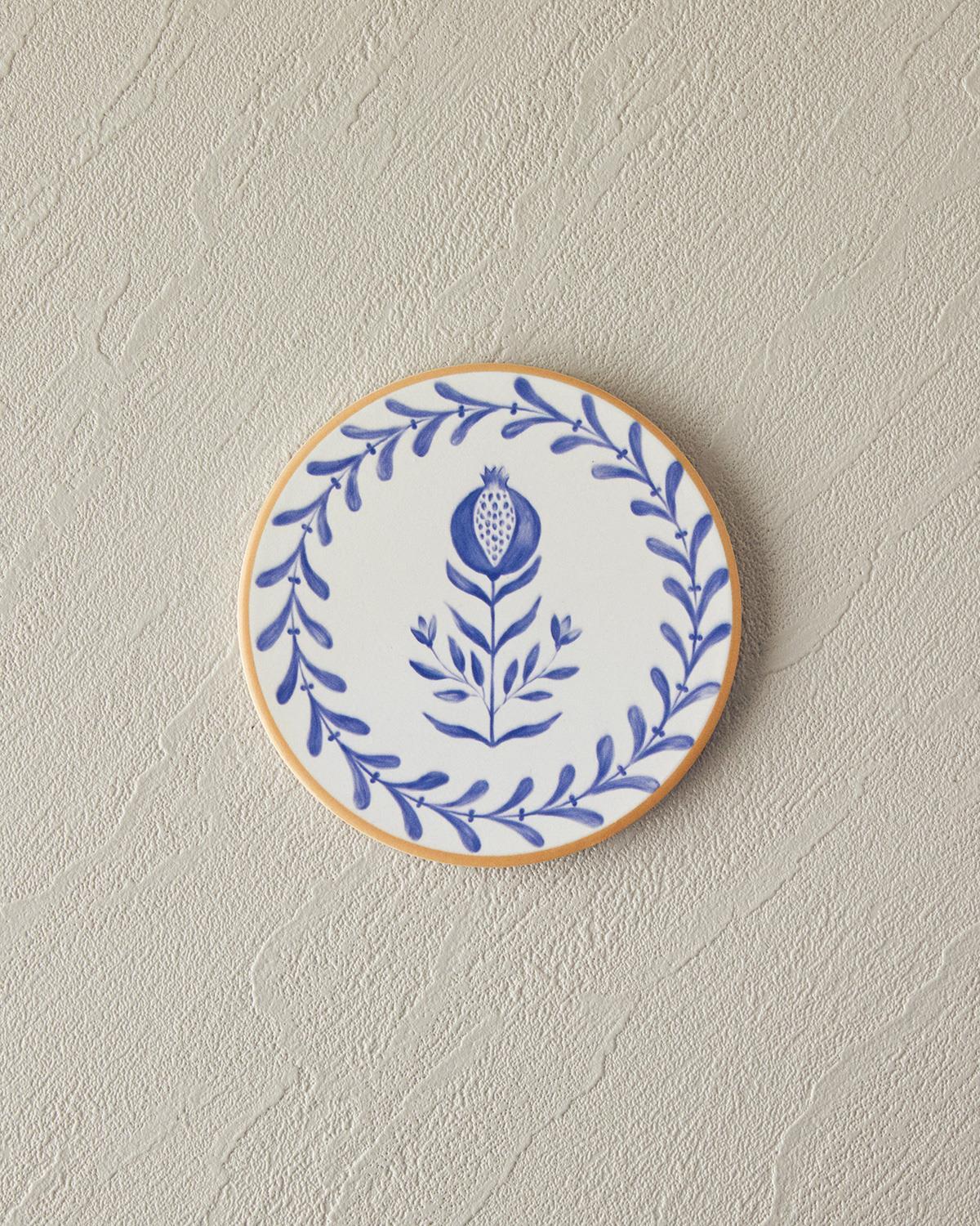 Carnival Tulip Ceramică Coaster Pahare 10.8 cm Albastru