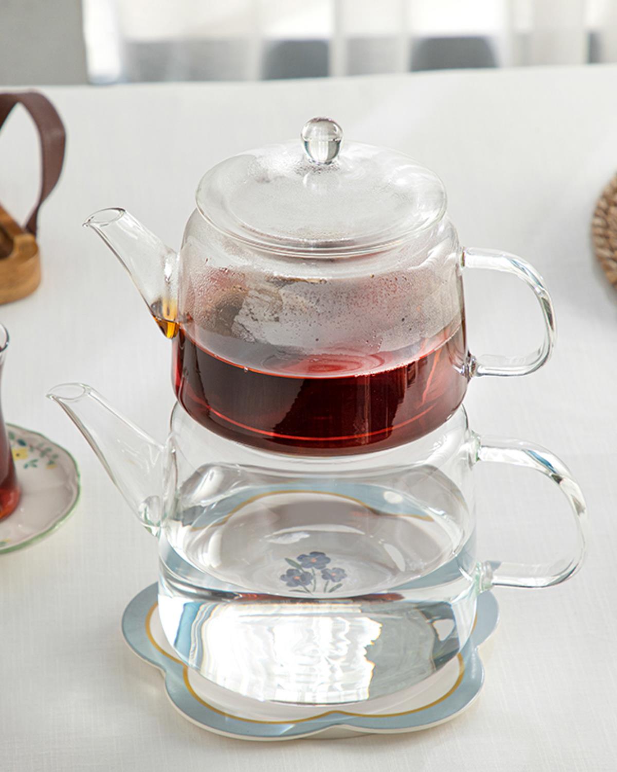 Sensibile Borosilicate Glass Tea Pot 1000 ml + 1500 ml Transparent