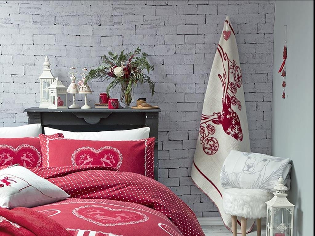 cerb Acril  PĂTURĂ TV 130x170 cm Roşu