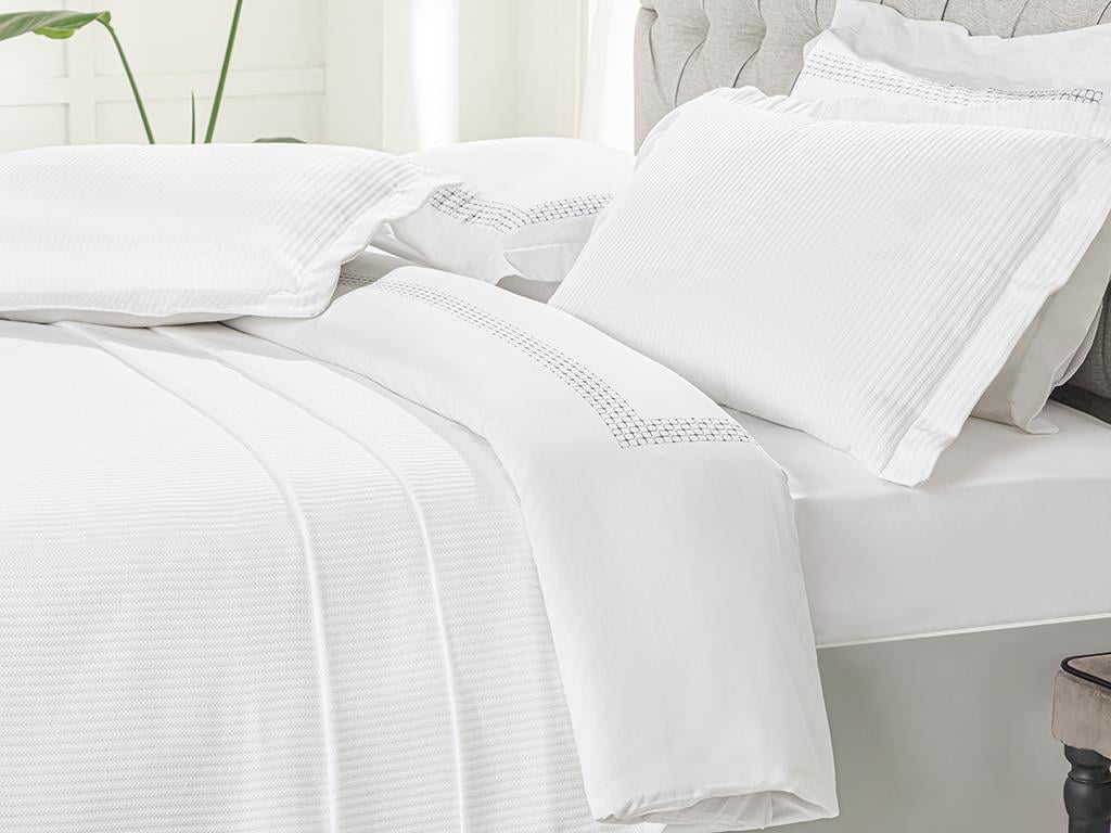 chai Țesut King Size Set Cuvertură De Pat 260*280 Cm Alb