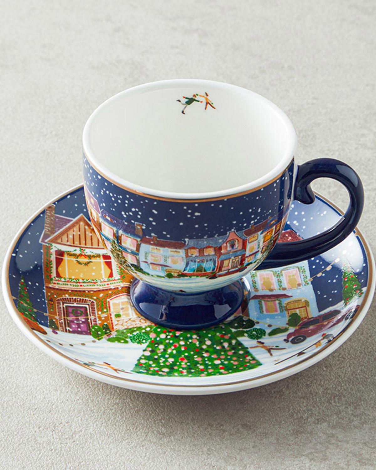 Cheerful Night Porțelan New Bone China 4 Piese 2 Persoane Set De Cești De Cafea 100 ml Bleumarin