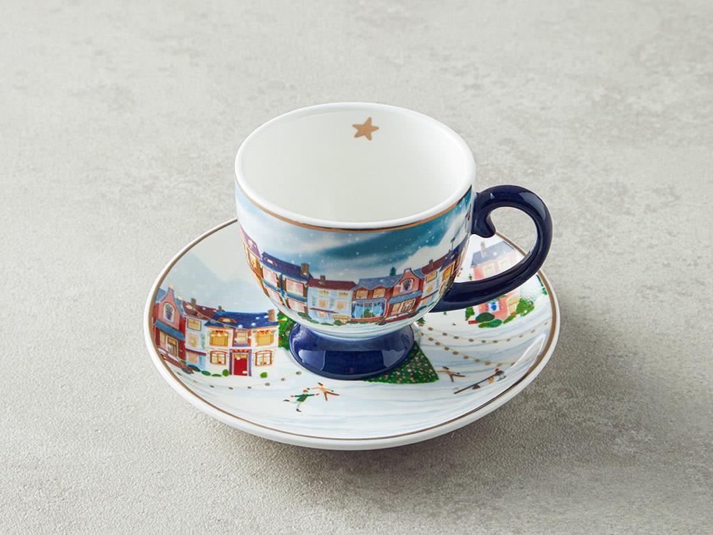 Cheerful Place Porțelan New Bone China 4 Piese 2 Persoane Set De Cești De Cafea 100 ml Colorat