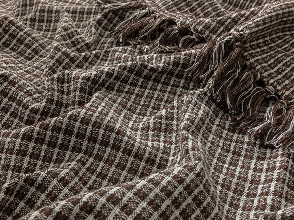 Chequer  Țesut Pentru o persoana  SET CUVERTURĂ DE PAT 160x240 cm Maro