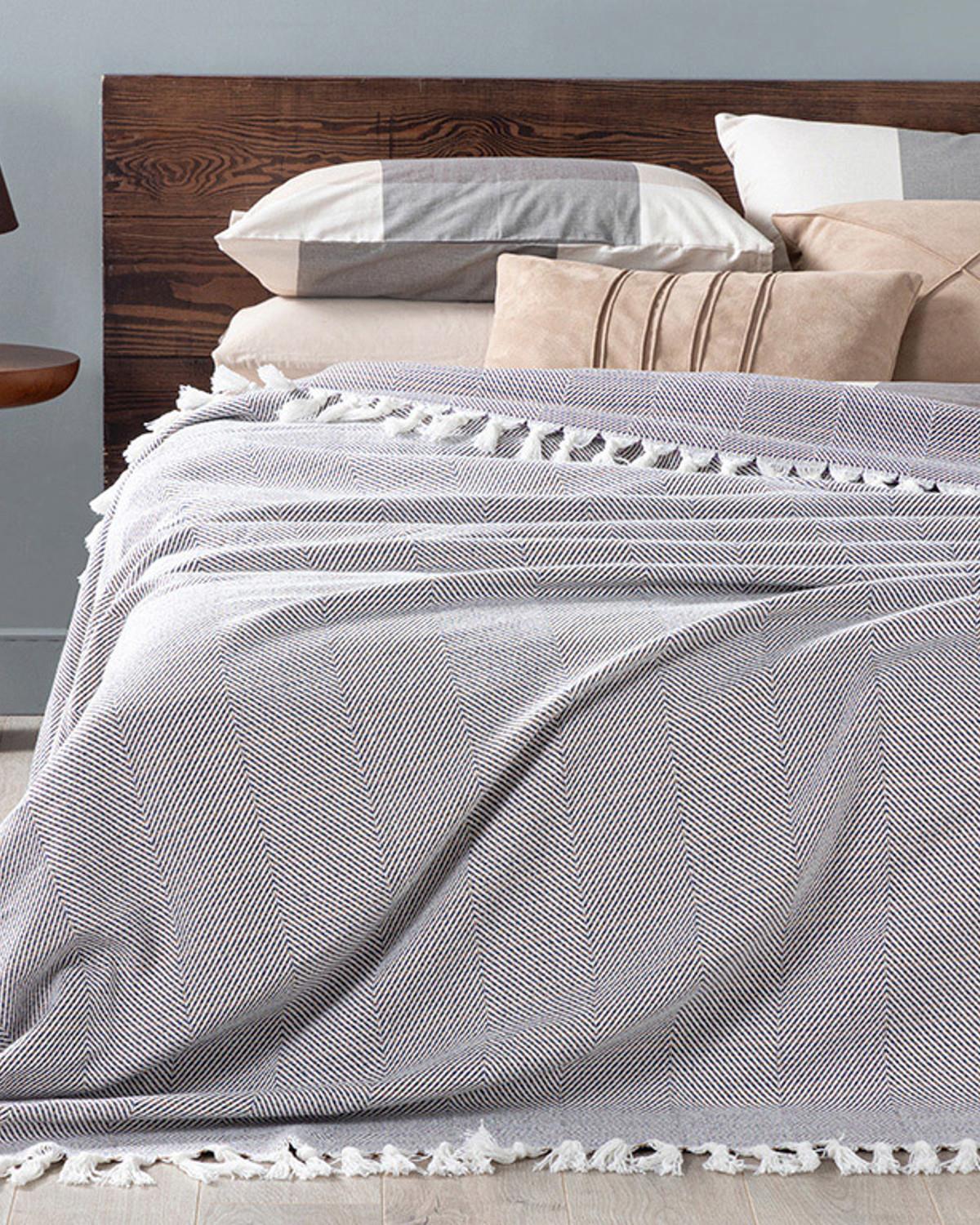 Chevron Țesătură Double Cuvertură Pat 240x260 cm Violet