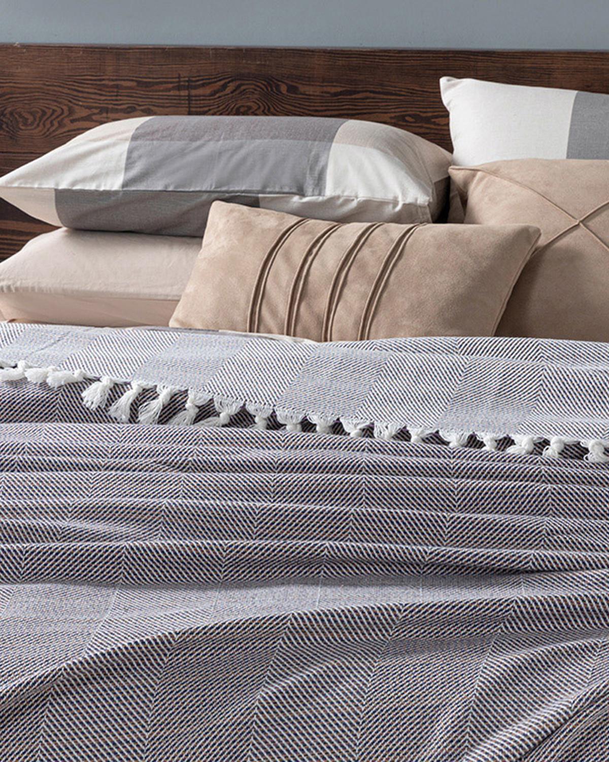 Chevron Țesătură Double Cuvertură Pat 240x260 cm Violet