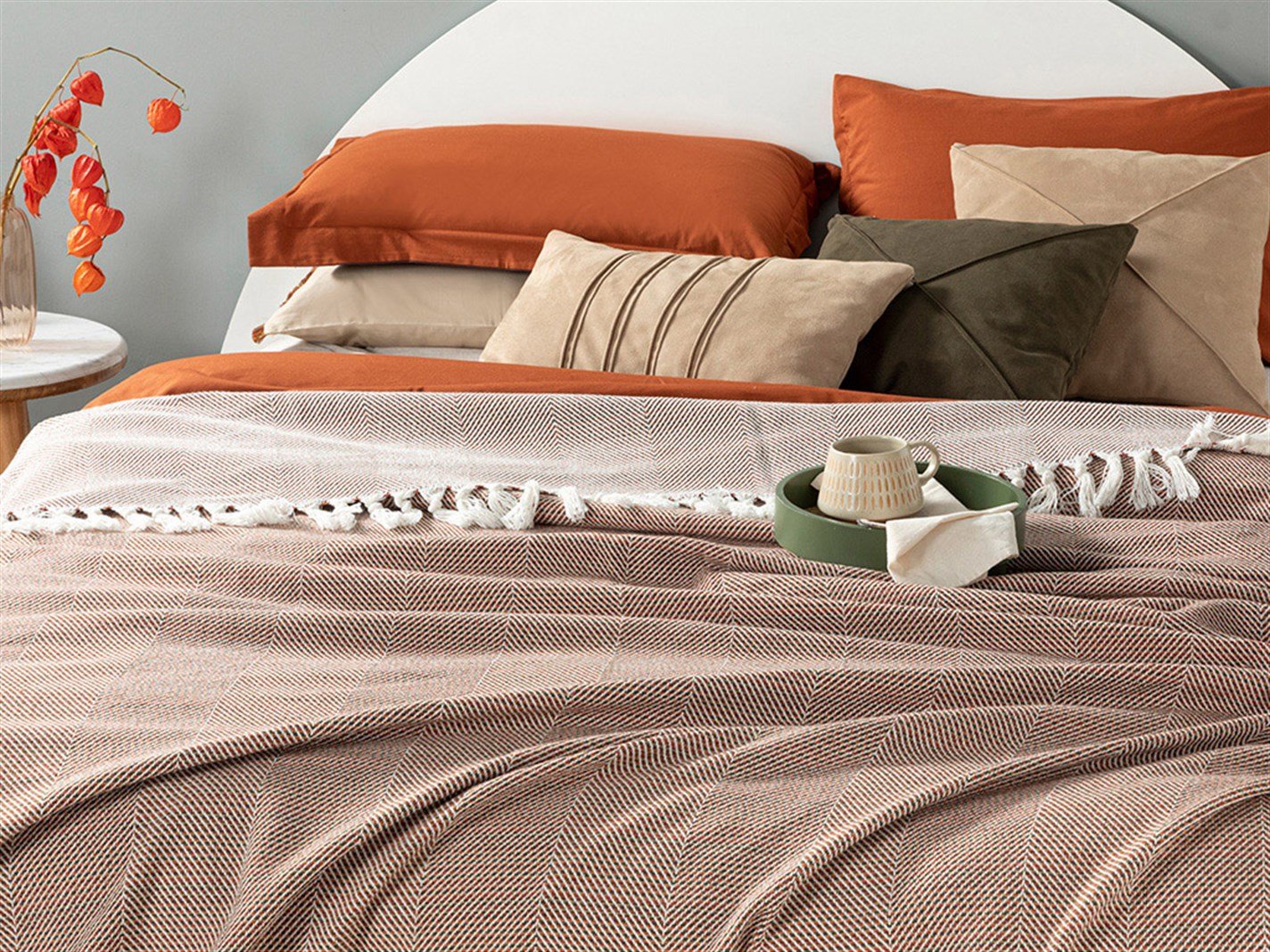 Chevron  Pentru o persoana 160x240 cm Caramida rosie