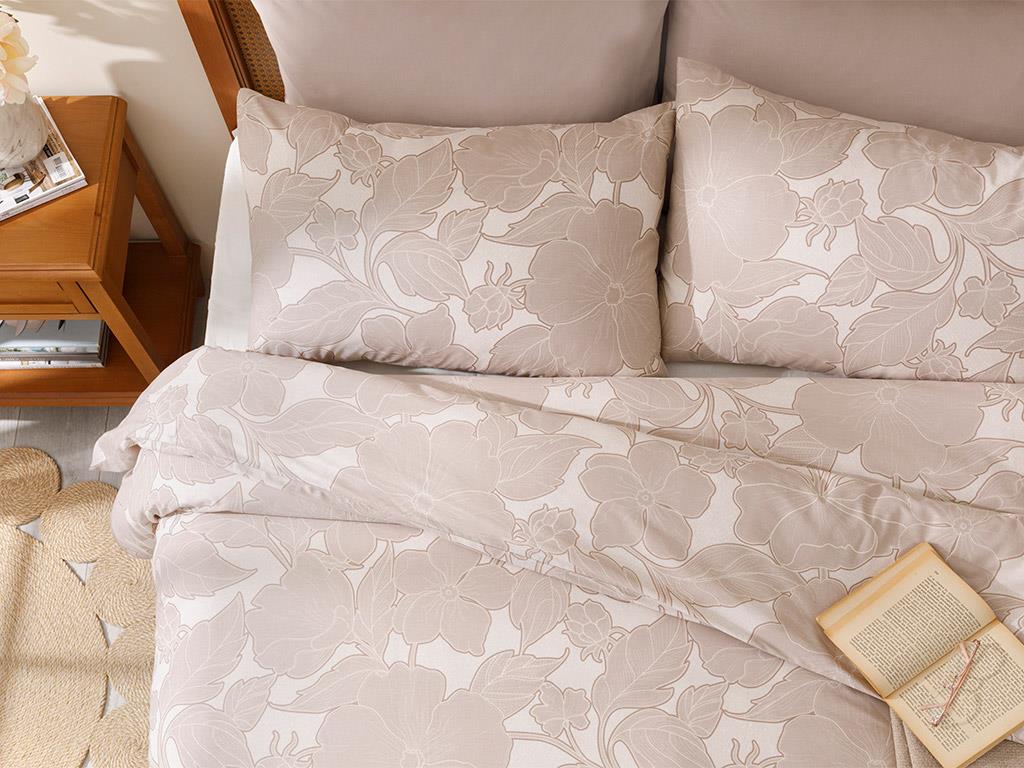 Chic Magnolia Bumbac Pentru O Persoana Set Lenjerıe De Pat 160X220 Cm Burgundia-Gri