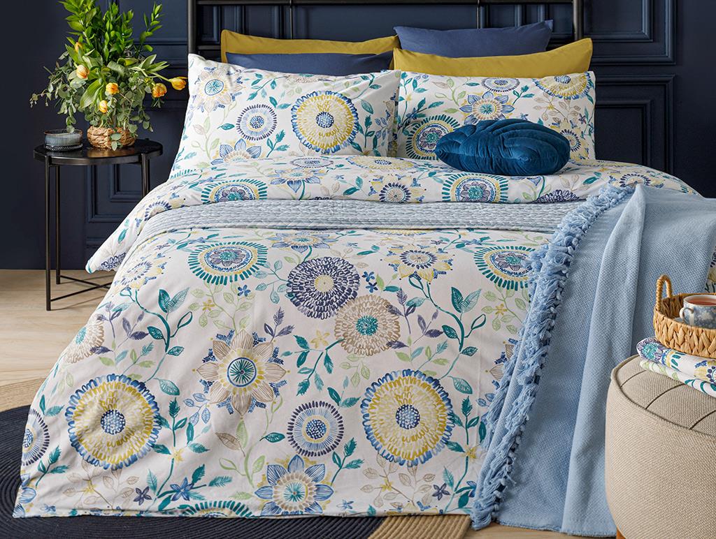 Chrysant Cottony  Super King  SET LENJERIE DE PAT 260x220 cm Albastru.