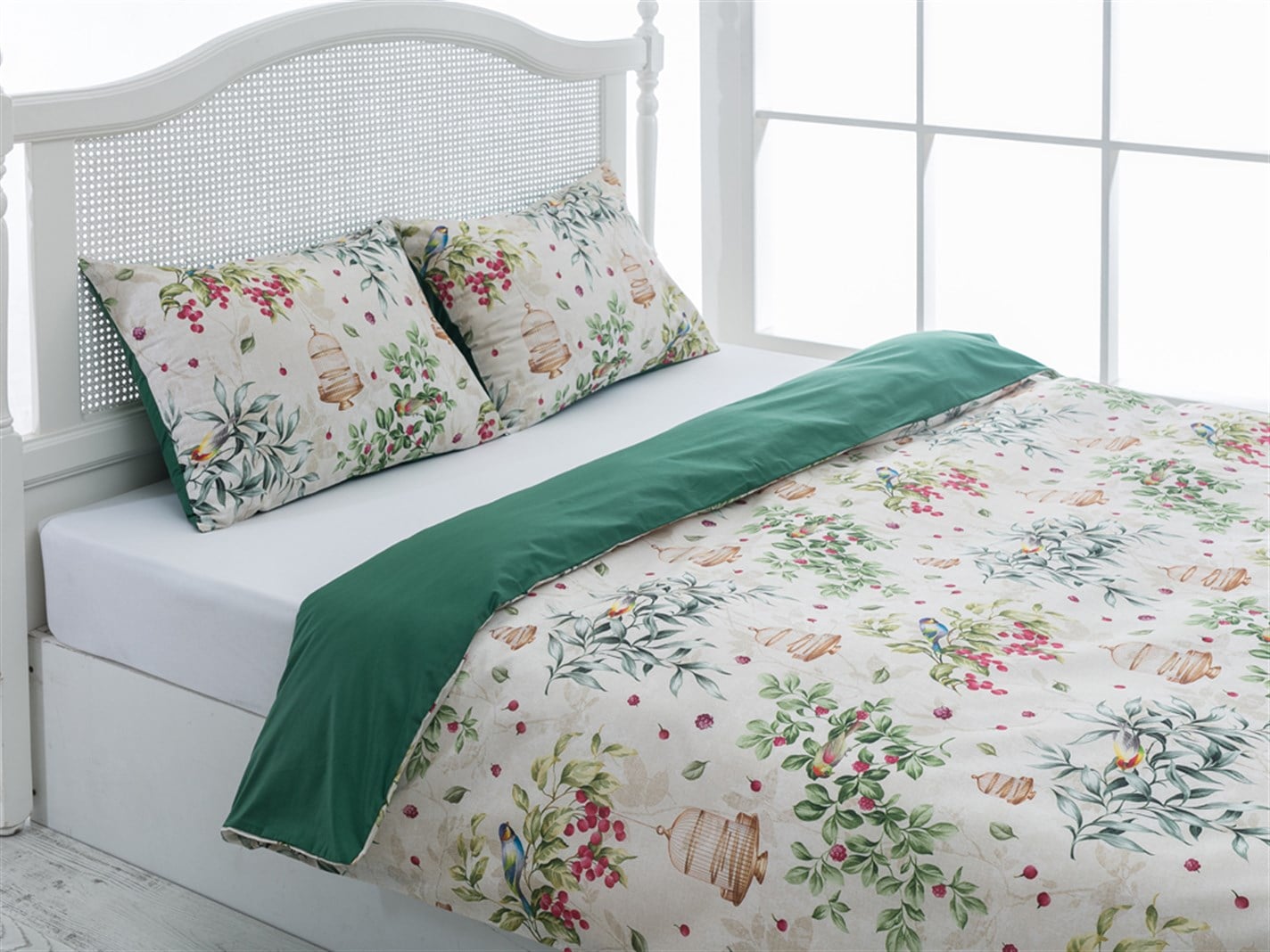 Cireș de păsări  Persoană dublă 200x220 cm Mint-lilac-roz
