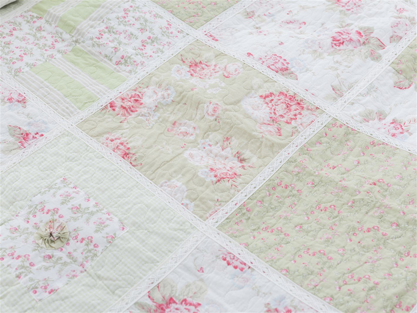 clasic Patchwork Persoană dublă 240x260 cm Mint-lilac-roz