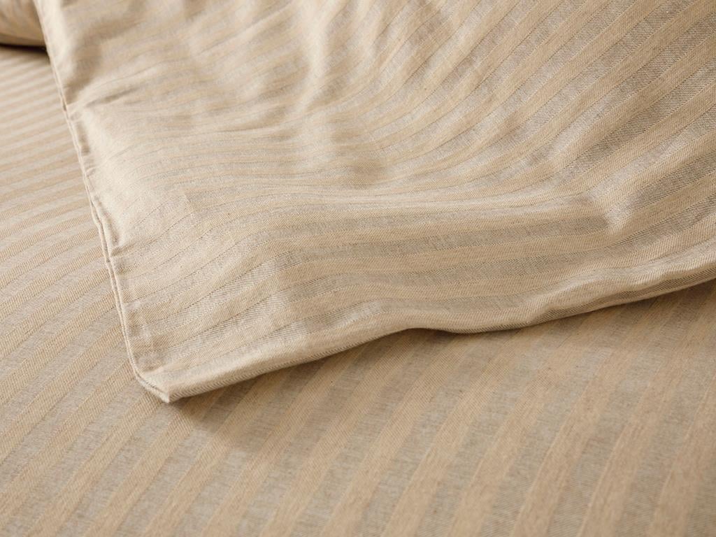 Classy Țesătură Tip Twill Melanj King Size Set Lenjerie De Pat 240*220 Cm Bej auriu