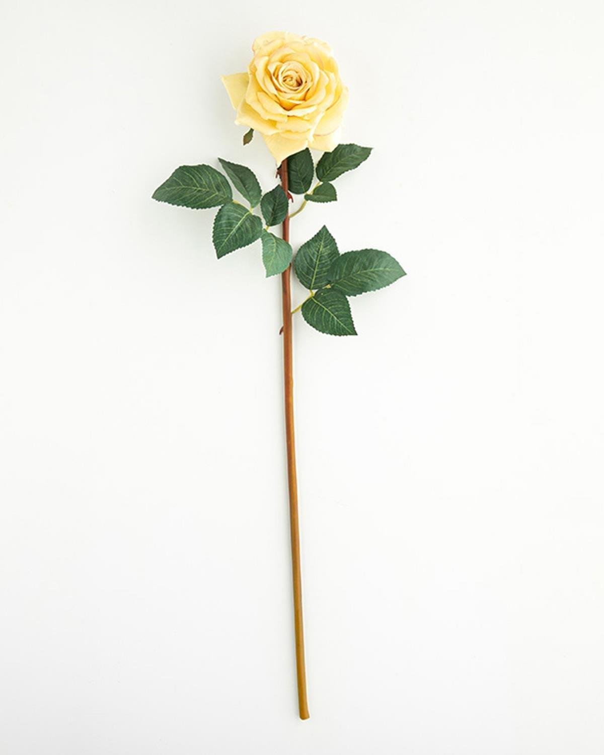Classy Rose Plastic Artificial Flower - One Pc 64 cm Yellow