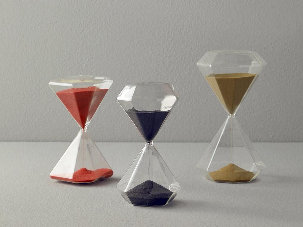 Diamond Glass 15 min Hourglass 9,5x9,5x17,5 cm Black