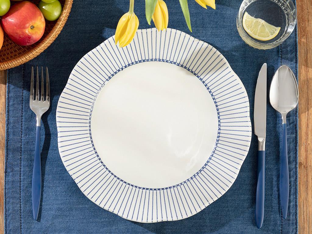 Clover Ring Porțelan Farfurie Servire 27 Cm Alb - Albastru