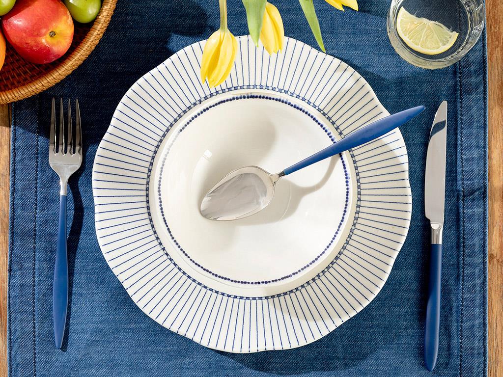 Clover Stripe Porțelan  CASTRON DE CIORBĂ 16 cm White-Blue