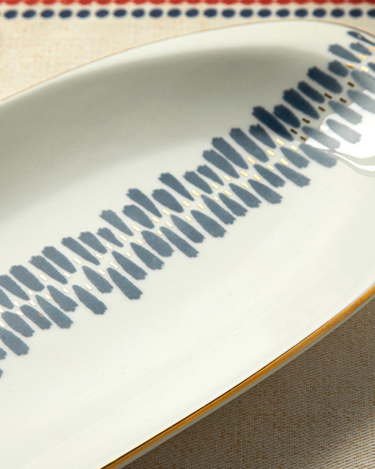 Coastal Stripe Porcelain Platter 31 cm Blue-White