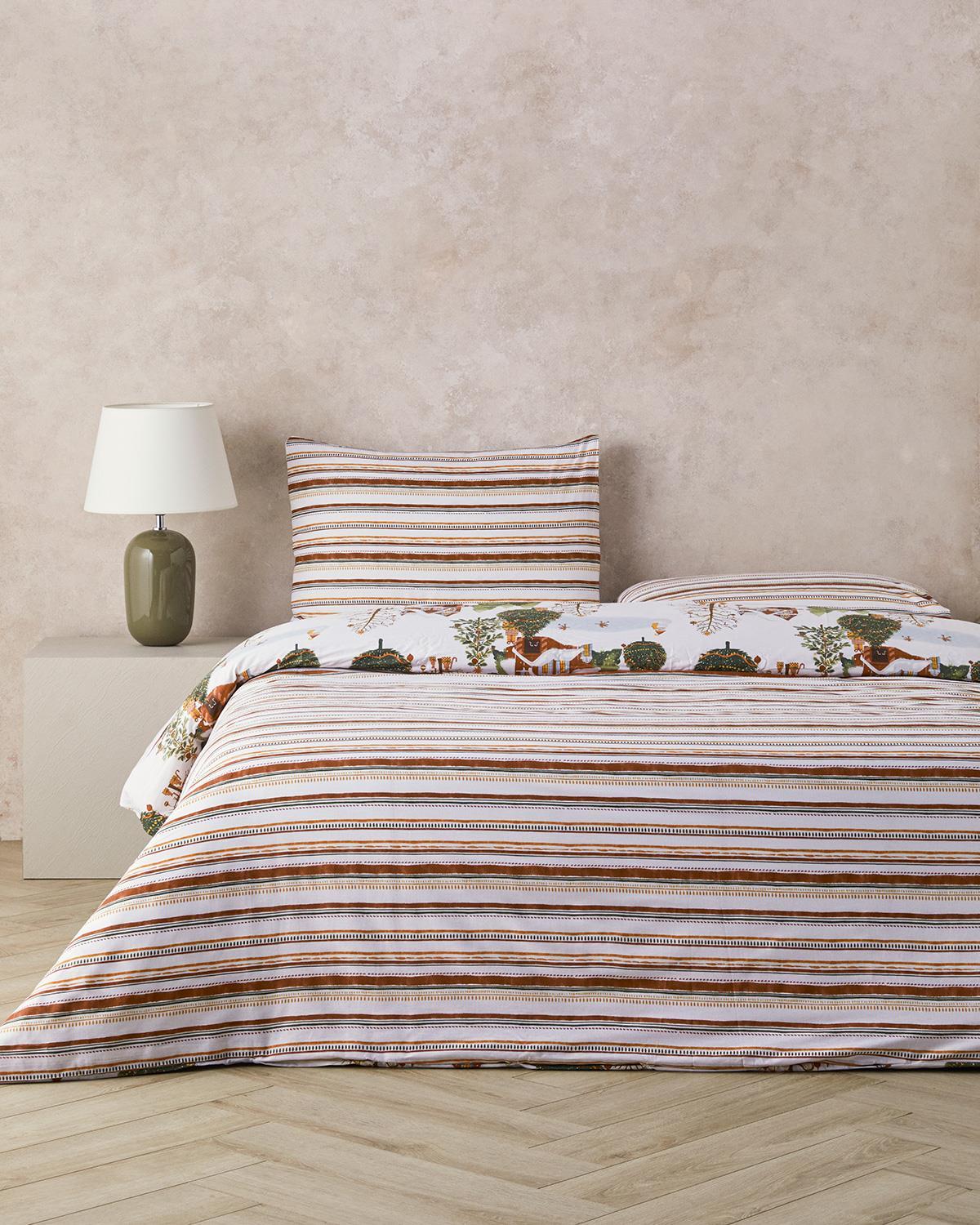 Colmar Bumbac Double Set Lenjerie De Pat 200x220 cm Roșu - Verde