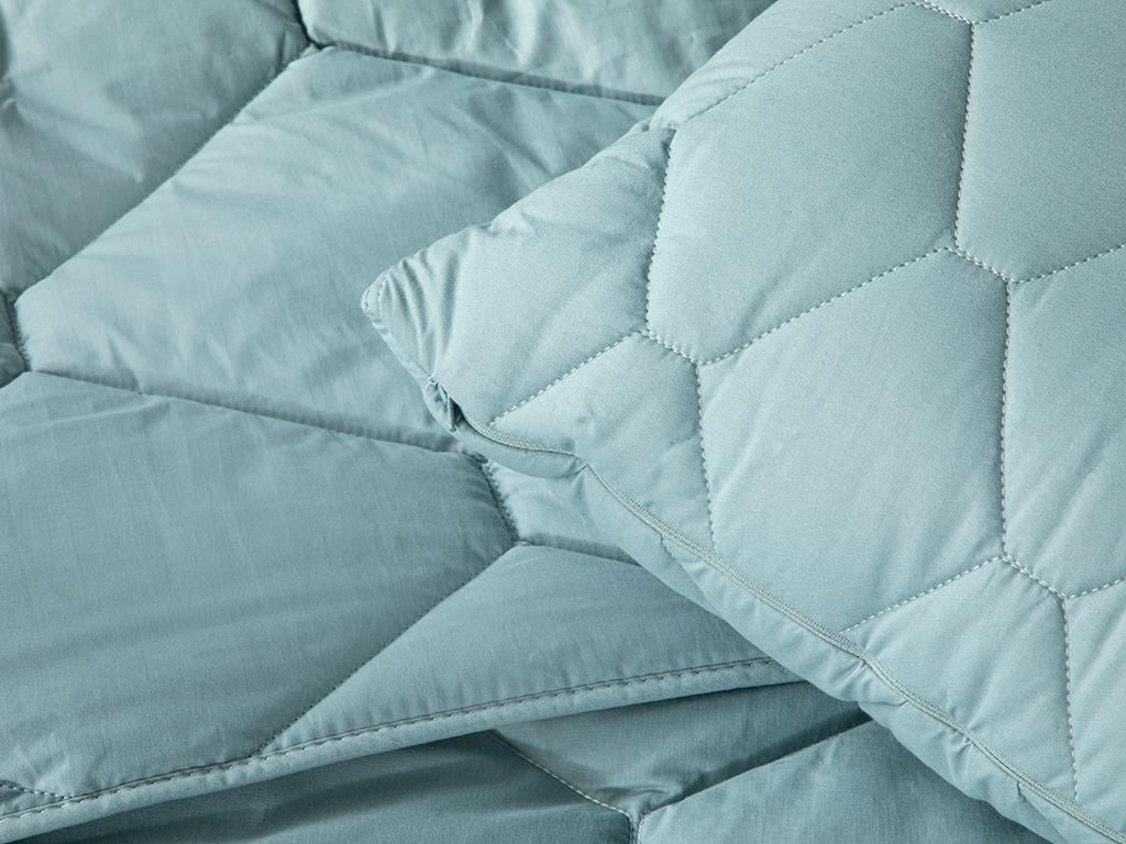 colorat Cu Bumbac Single Set Pernă Și Pilotă 155x215 cm Verde Ca Apa