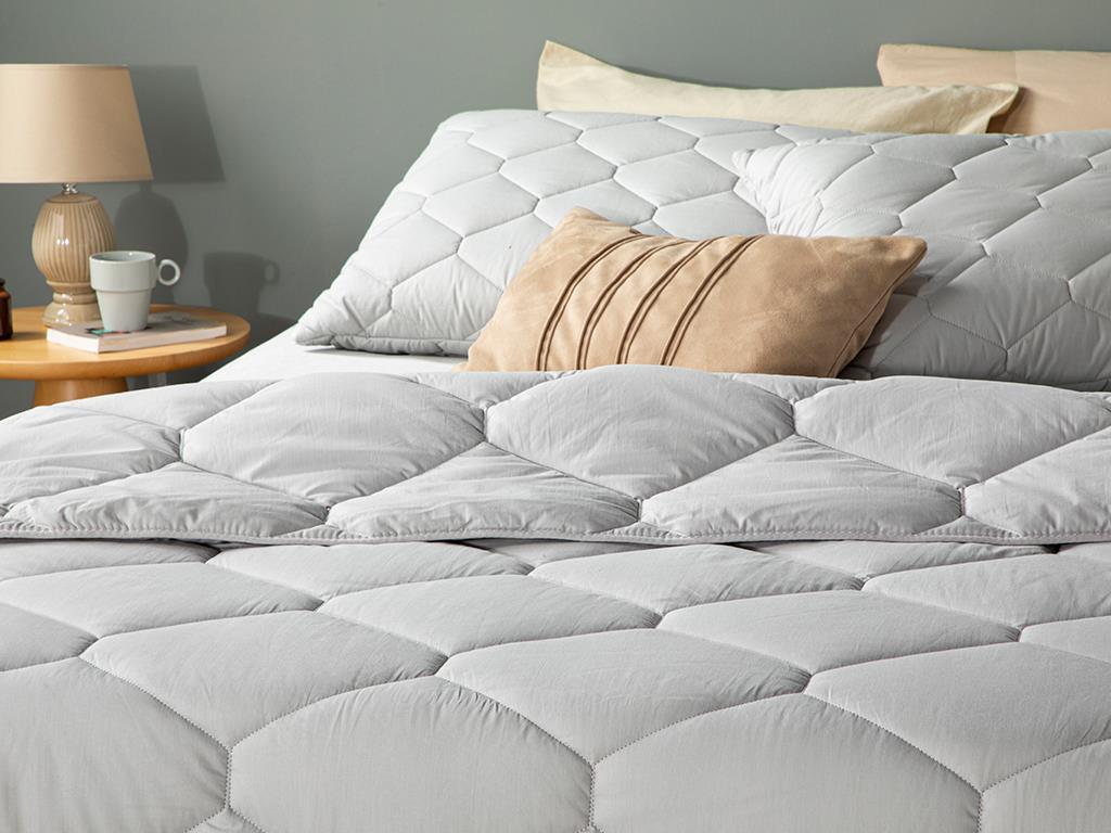 colorat Cu Bumbac Single Set Pernă Și Pilotă 155x215 cm Gri Deschis