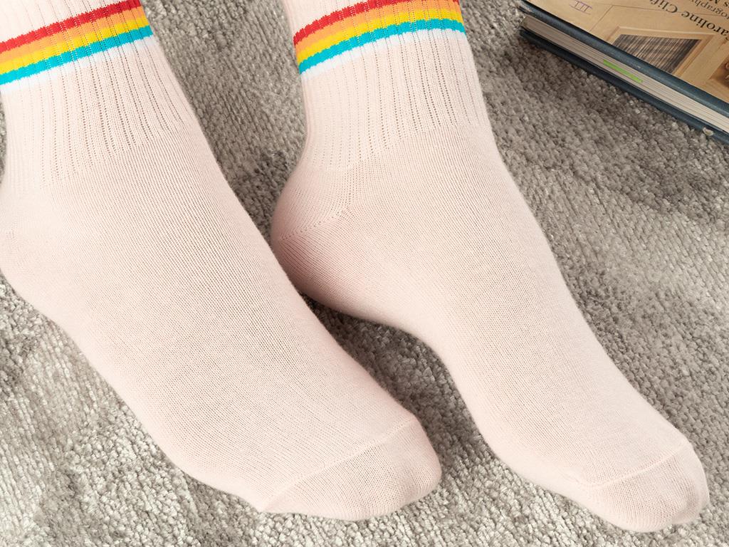 Colourful Joy Cotton Women Single Long Length Sock Standart Pink
