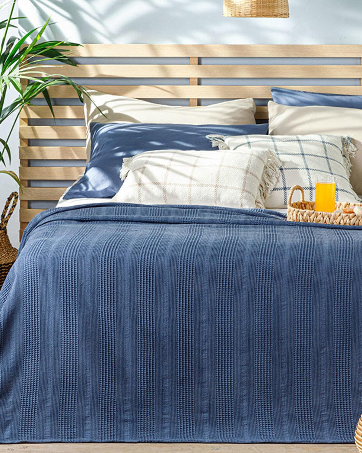 Combe Cu Bumbac Simplu Double Pătură De Vară 200x220 cm Bleumarin