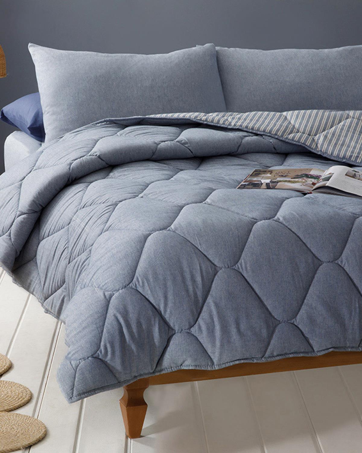 Comfy Stripe Fire Vopsite King Size Set Dormit 240x220 cm Albastru