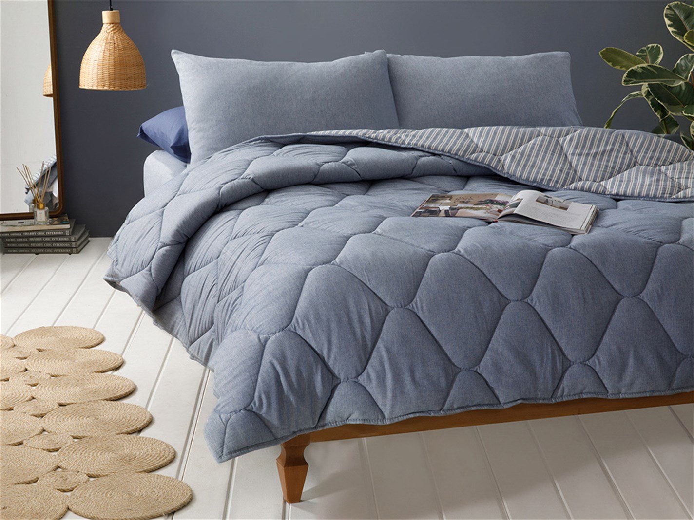 Comfy Stripe Fire vopsite Persoană dublă 200x220 cm Albastru