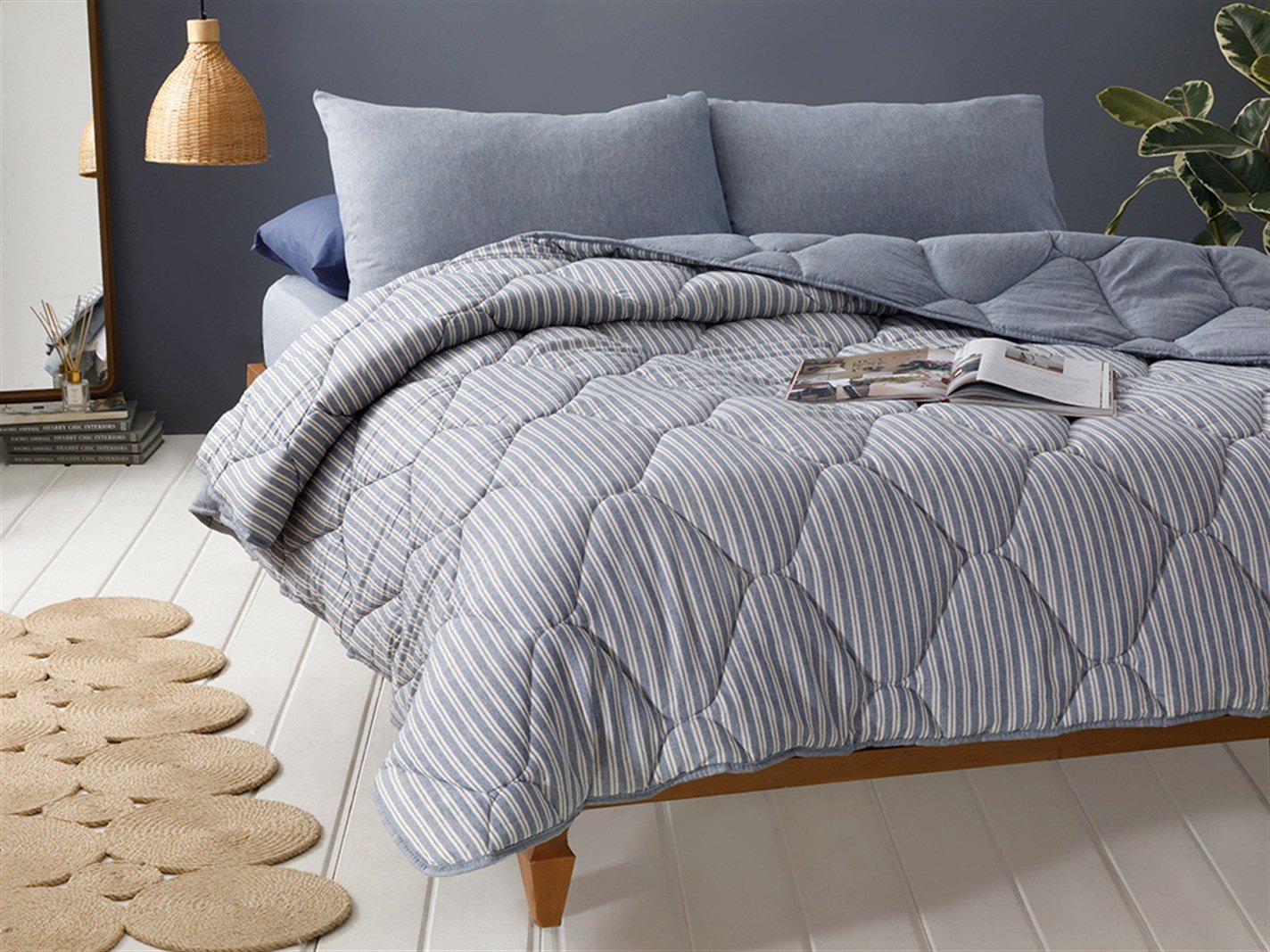 Comfy Stripe Fire vopsite Persoană dublă 200x220 cm Albastru