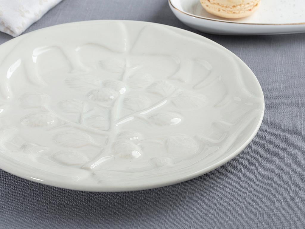 Pine Cone Stoneware Plate Beige