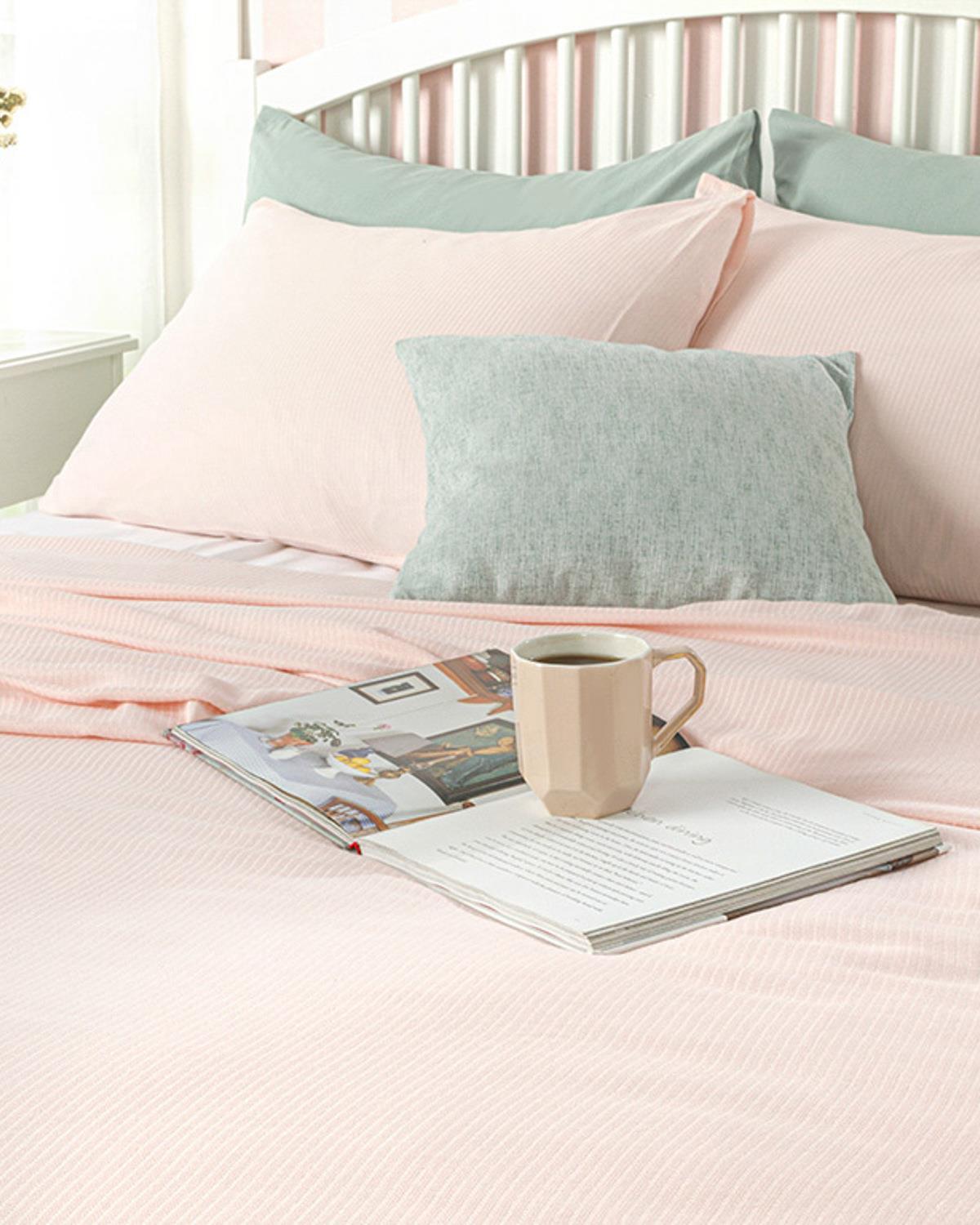 Cool Stripe Soft Touch Single Set Pătură De Vară 150x220 cm Roz