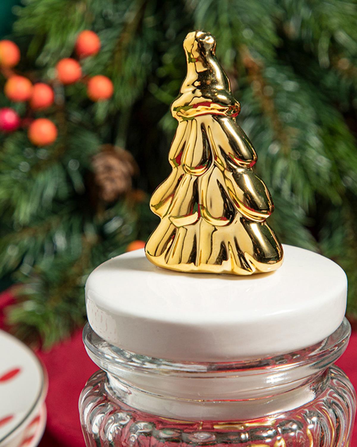 Snow Tree Glass Jar 260 ml Gold