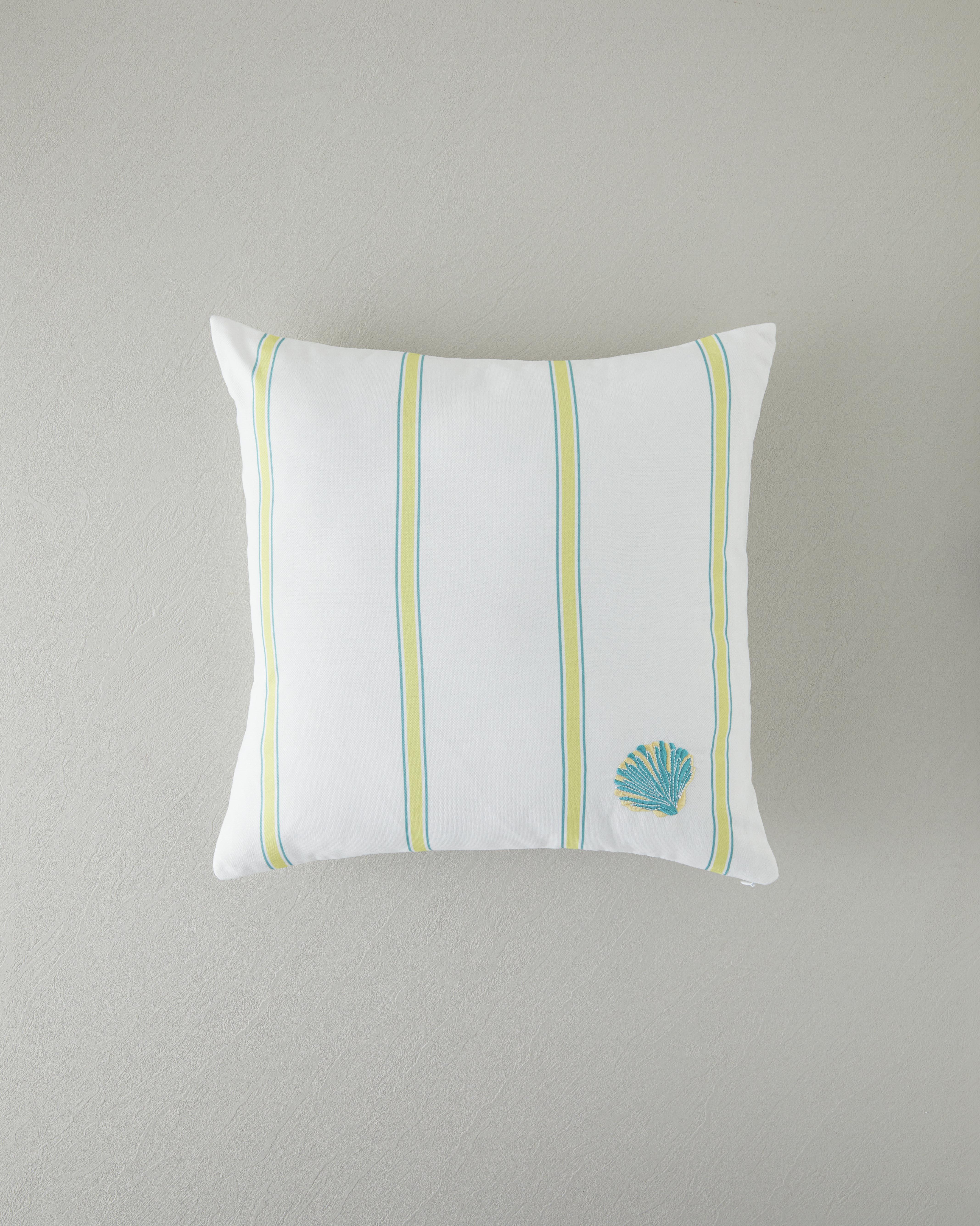 Corallium Brodat Husă Pernuță 45x45 cm Alb