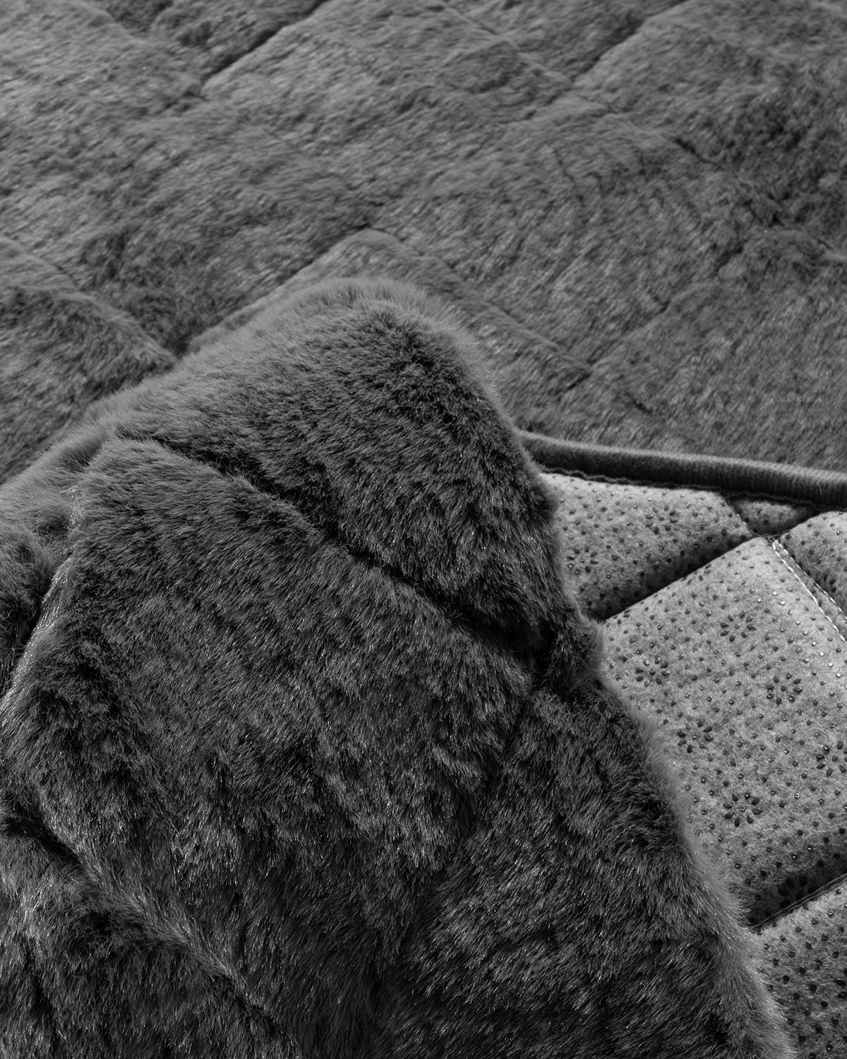 Covor blană artificială, Soft Touch, 60x90 cm, acril, gri antracit