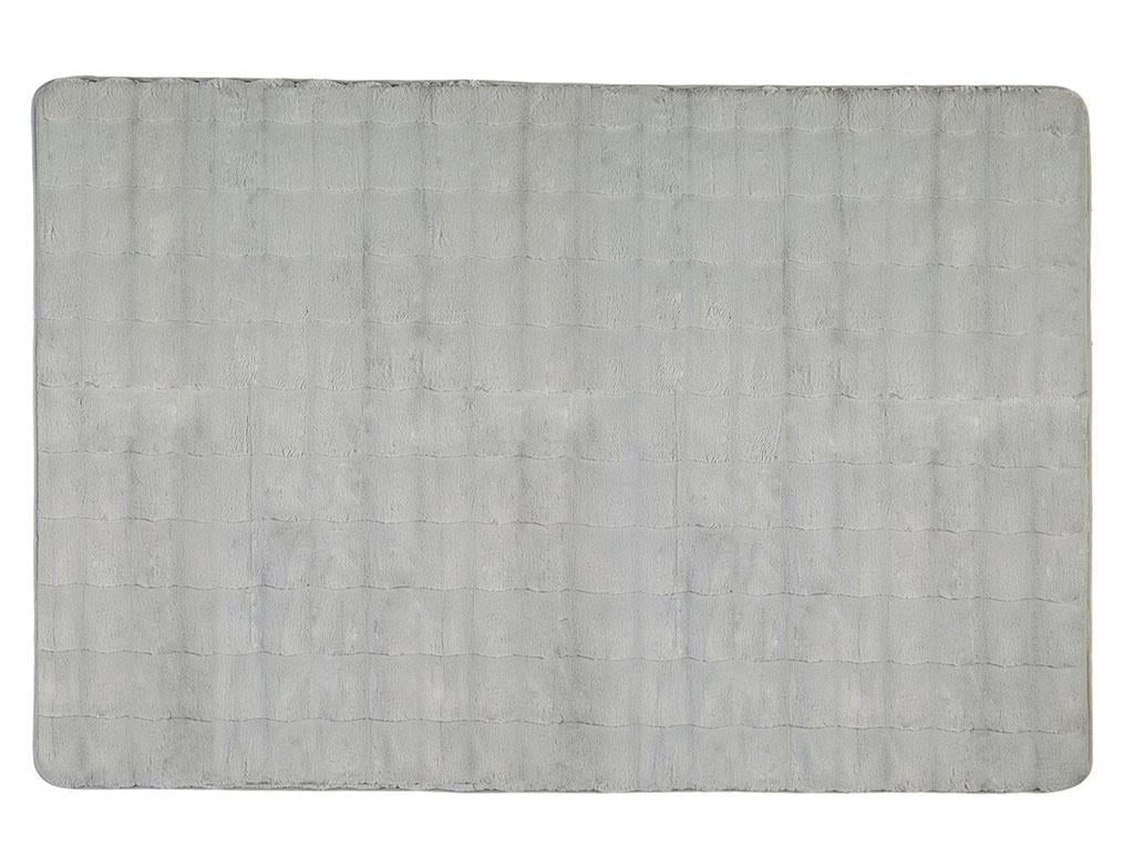 Covor imitație blană, Rabbit Wave, 80x150 cm, poliester, gri