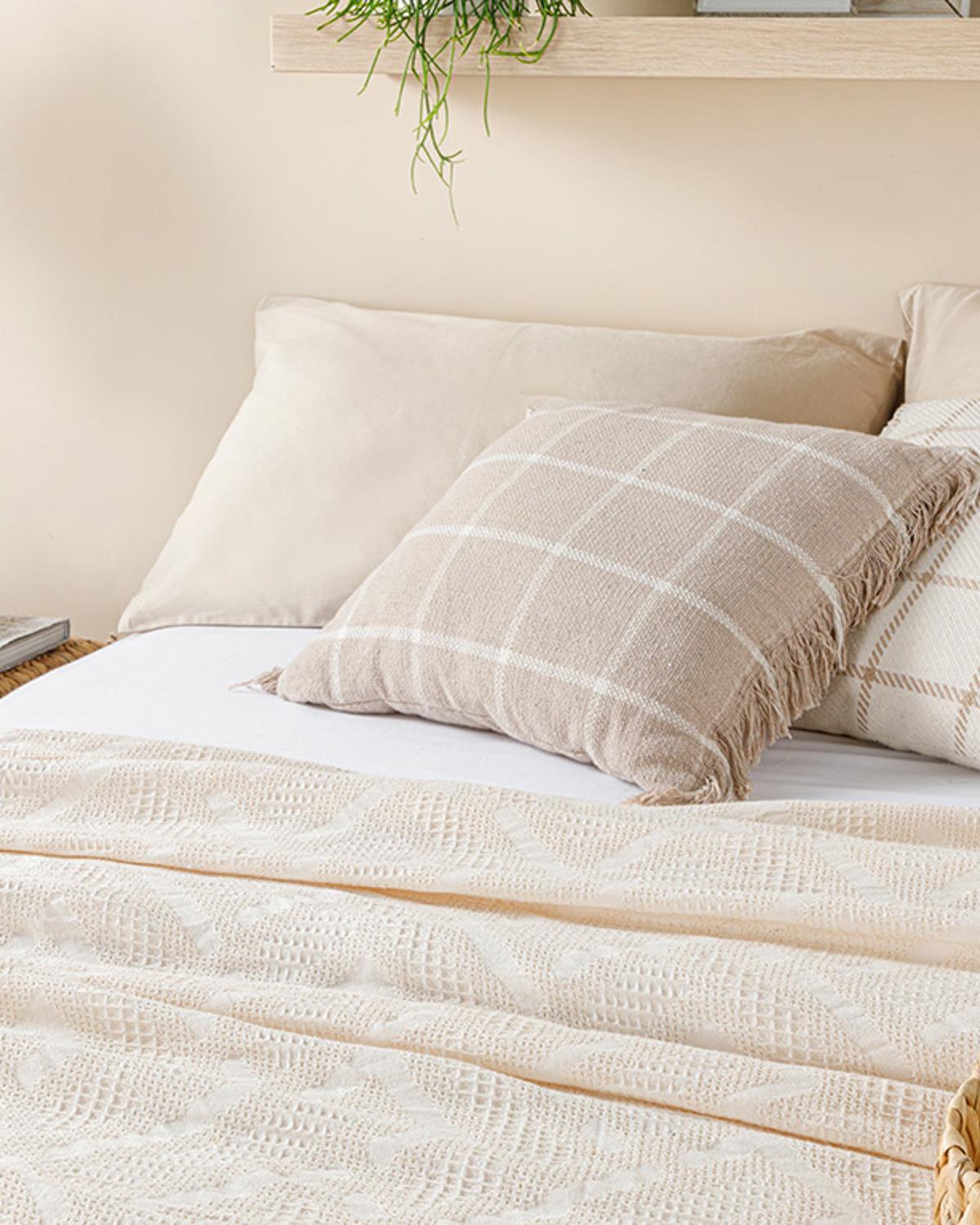 Creative Waffle Jacquard Double Pătură De Vară 200x220 cm Crem.