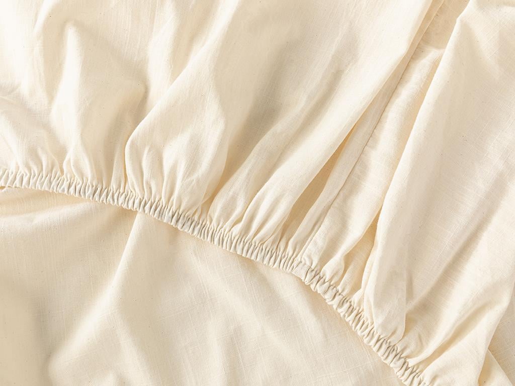 Crinkly Simli Gofre Super King Set Lenjerie De Pat 260x220 cm Ecru-Golden