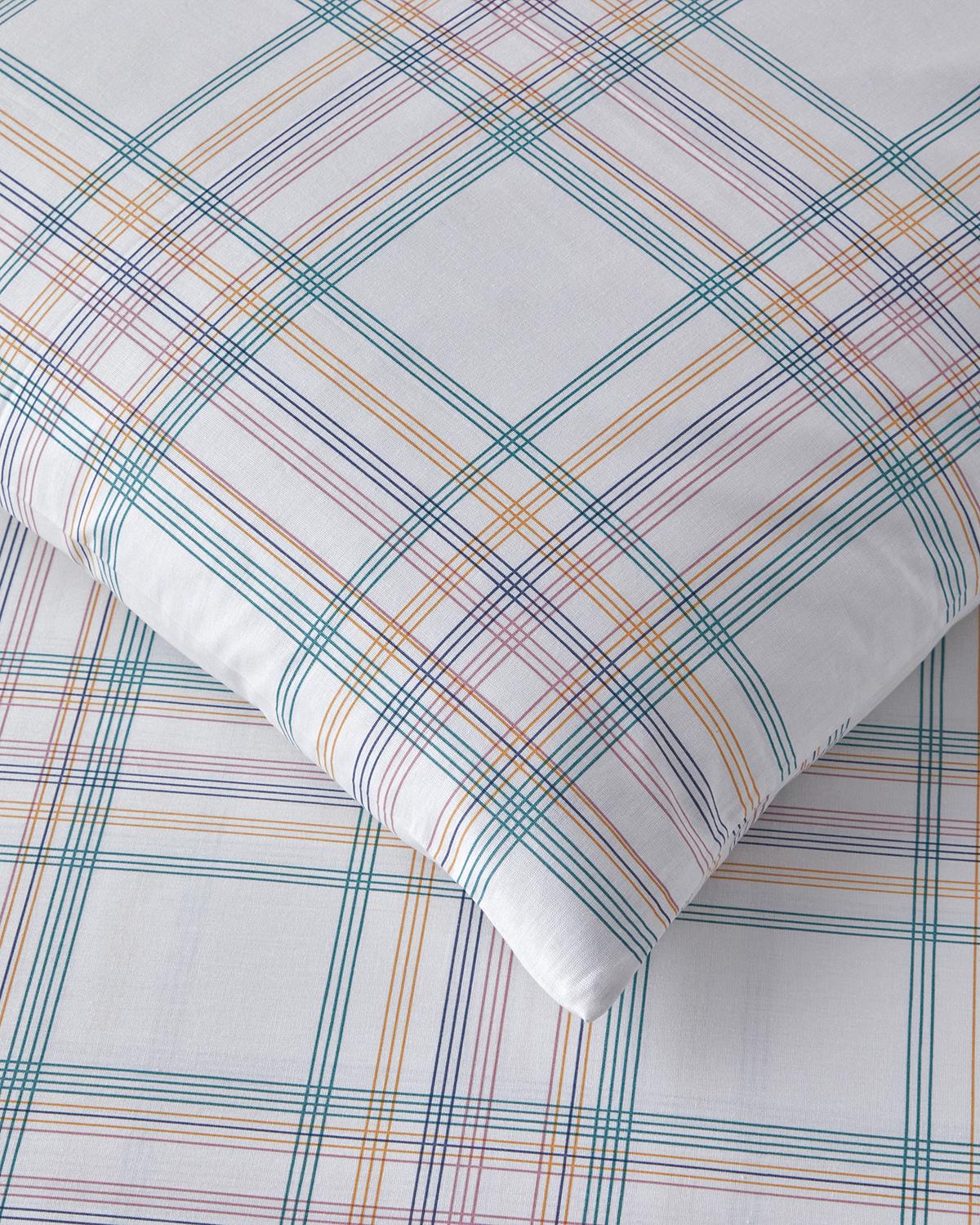 Cu Bumbac Double Set Lenjerie De Pat 200x220 cm Verde - Albastru