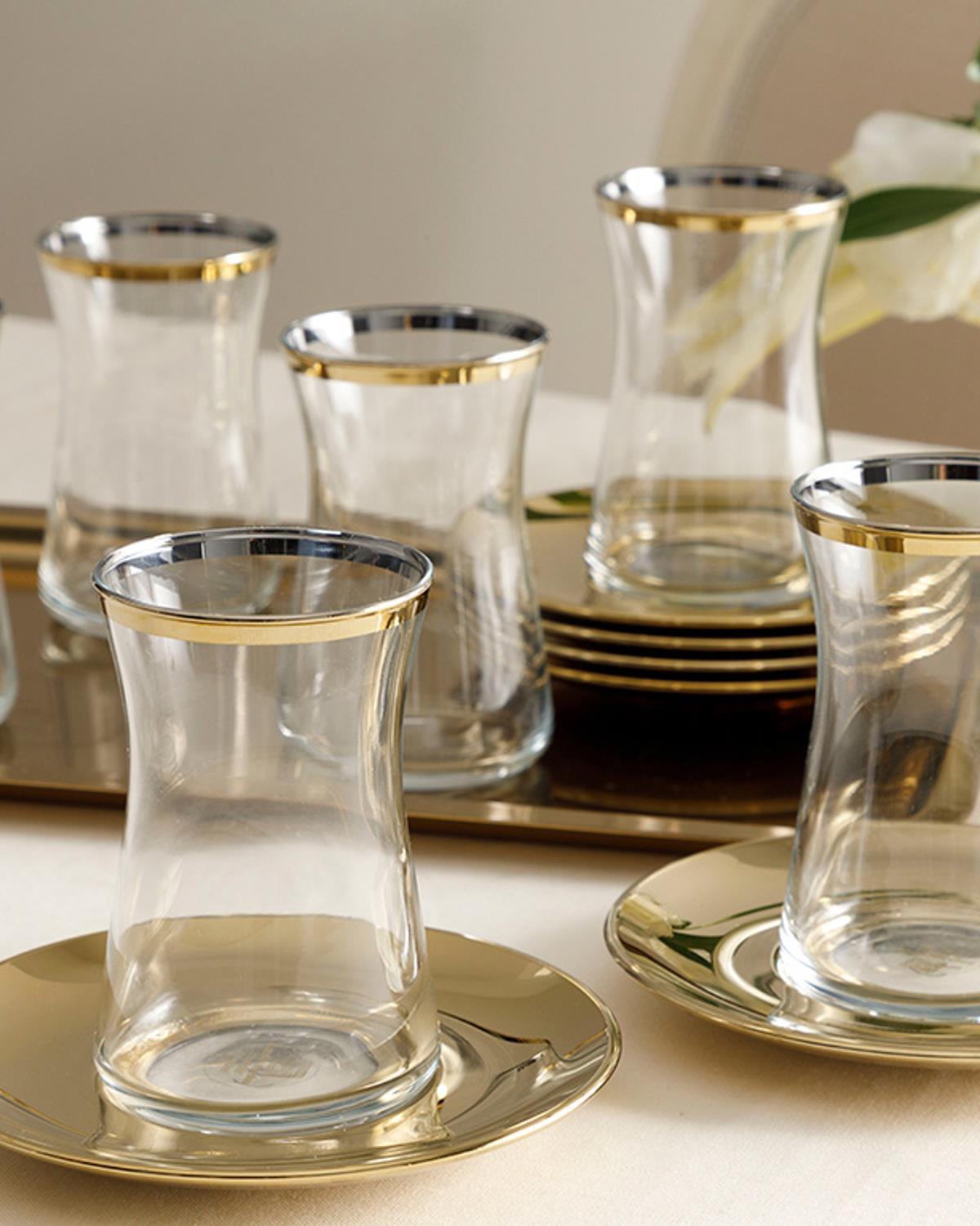Bailey Glass 6 pcs Tea Set 95 ml Gold