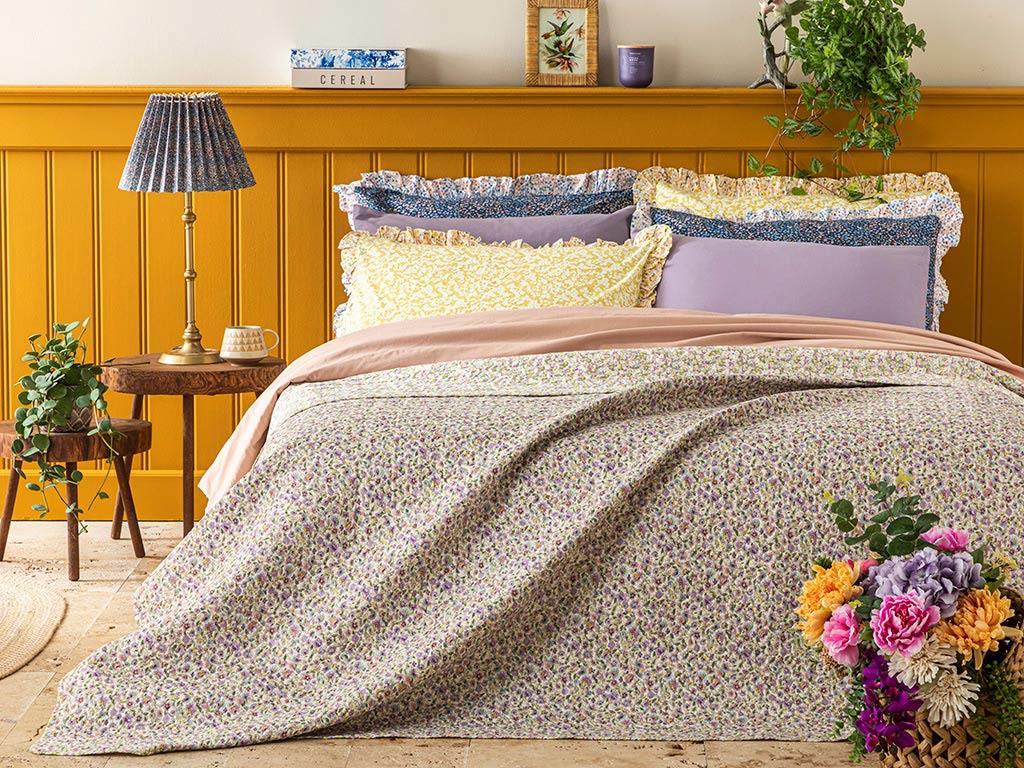 Colorful Bouquet For One Person Multi-Purposed Quilt 160x220 cm Lilac.