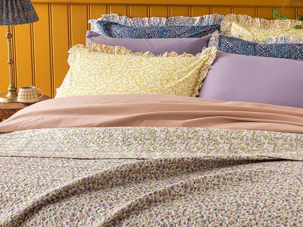 Colorful Bouquet For One Person Multi-Purposed Quilt 160x220 cm Lilac.