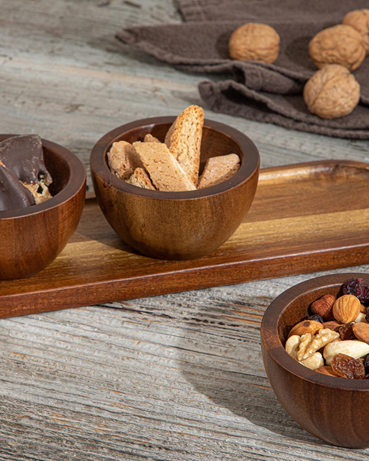 Daisy Acacia 3 Set Presentation Bowl 30x10 cm Brown