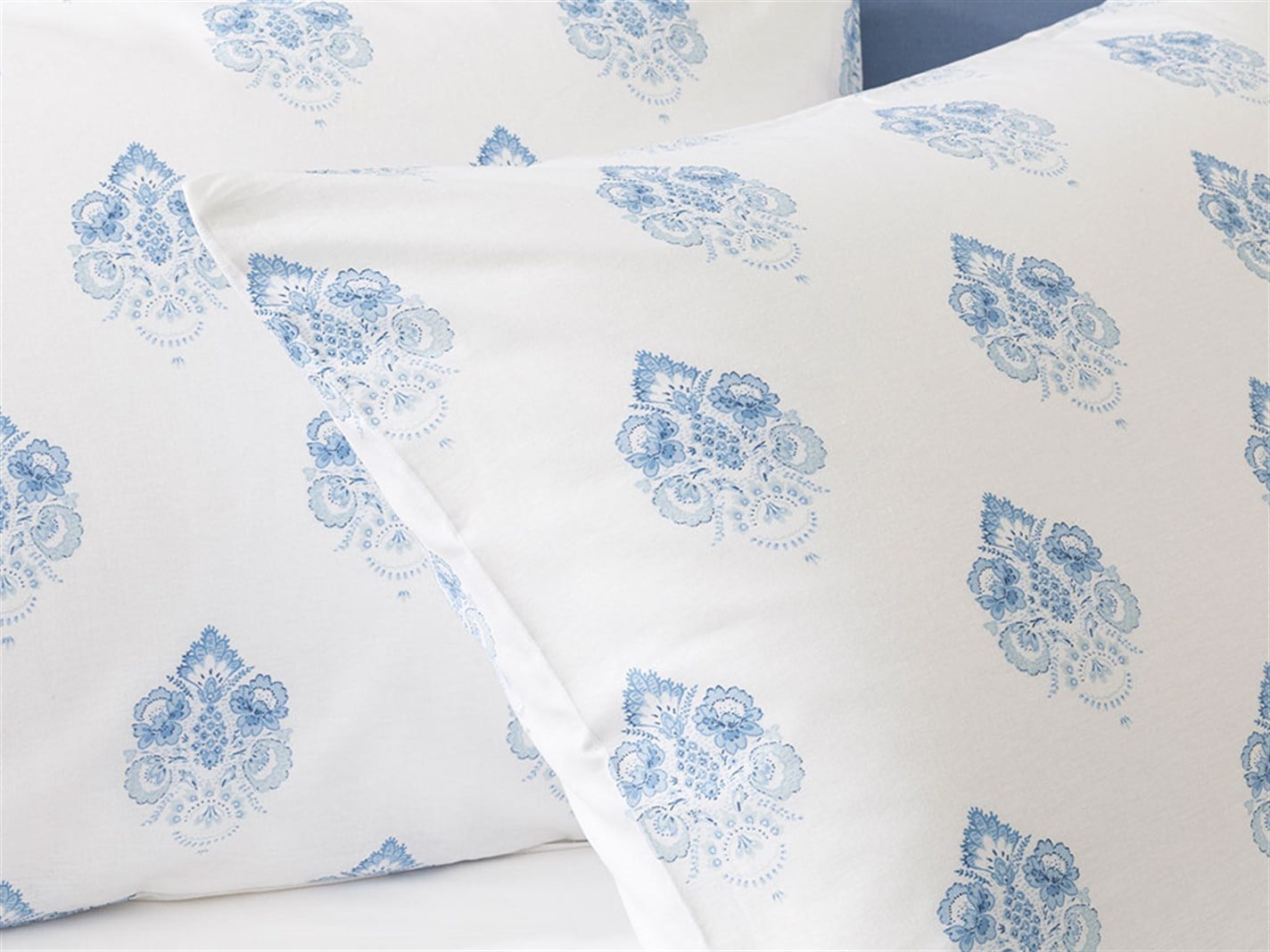 Damasc Chic 57 Tel / 144 Numărul de fir 2 set 50x70 cm Albastru