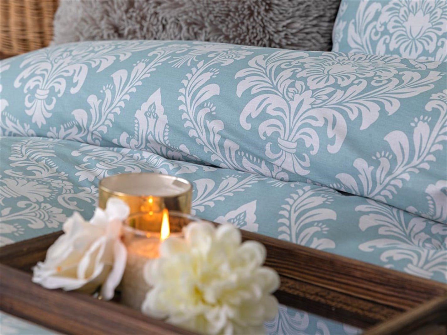 Damask clasic 52 Tel / 132 Numărul de fir Persoană dublă 200x220 cm Seledon,