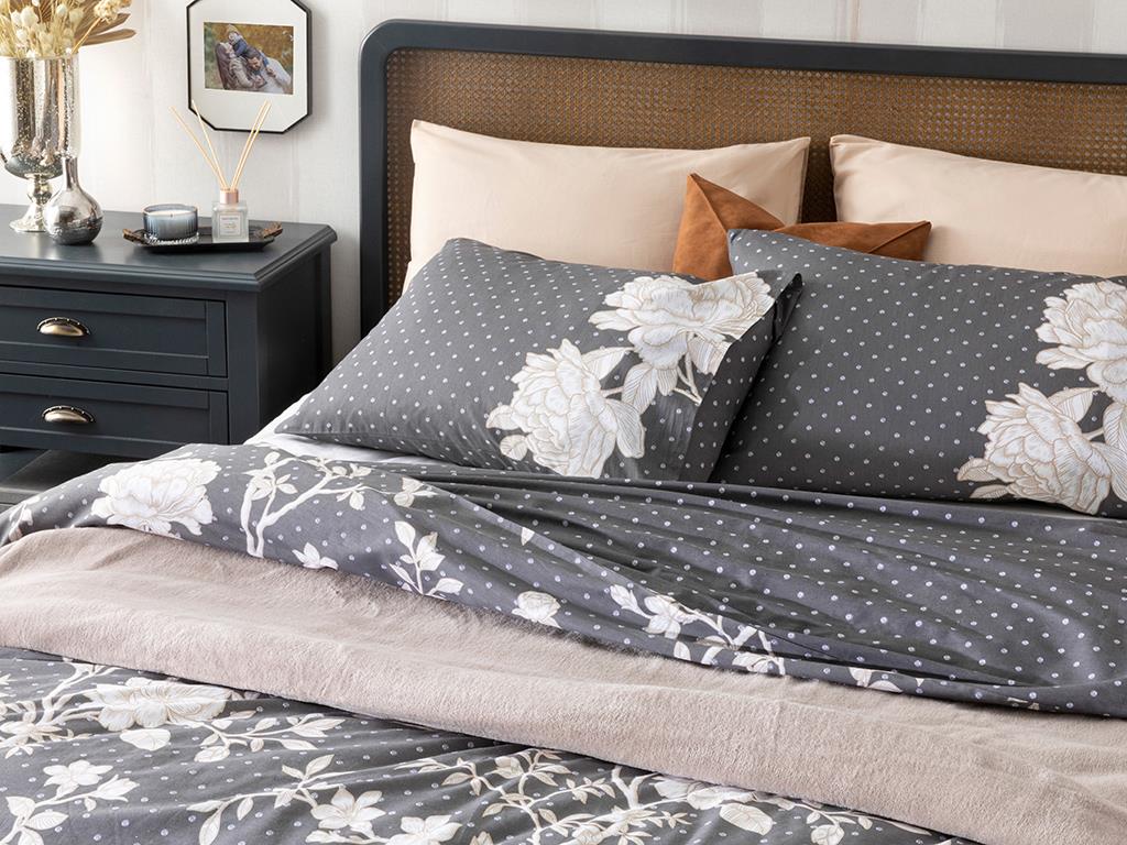 Dark Rosery Cottony  Super King  SET LENJERIE DE PAT 260x220 cm Anthracite