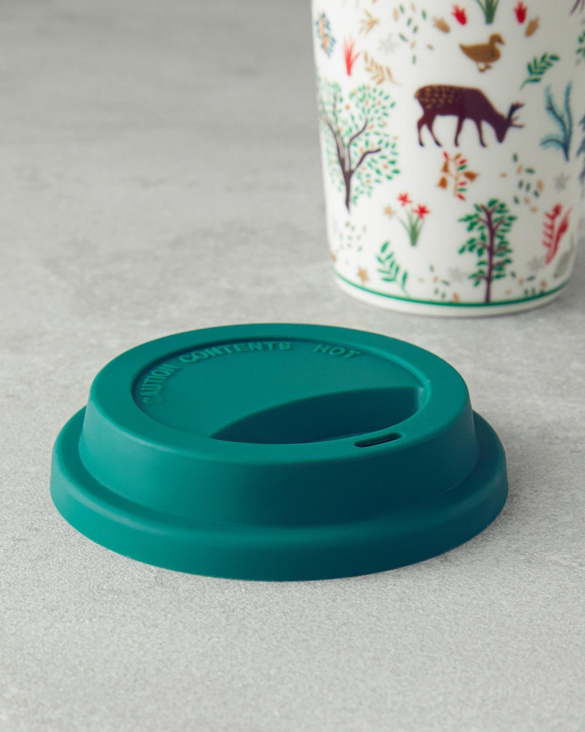 Deep Forest Porțelan New Bone China Cu Capac De Silicon Cană De Călătorie 400 ml Verde