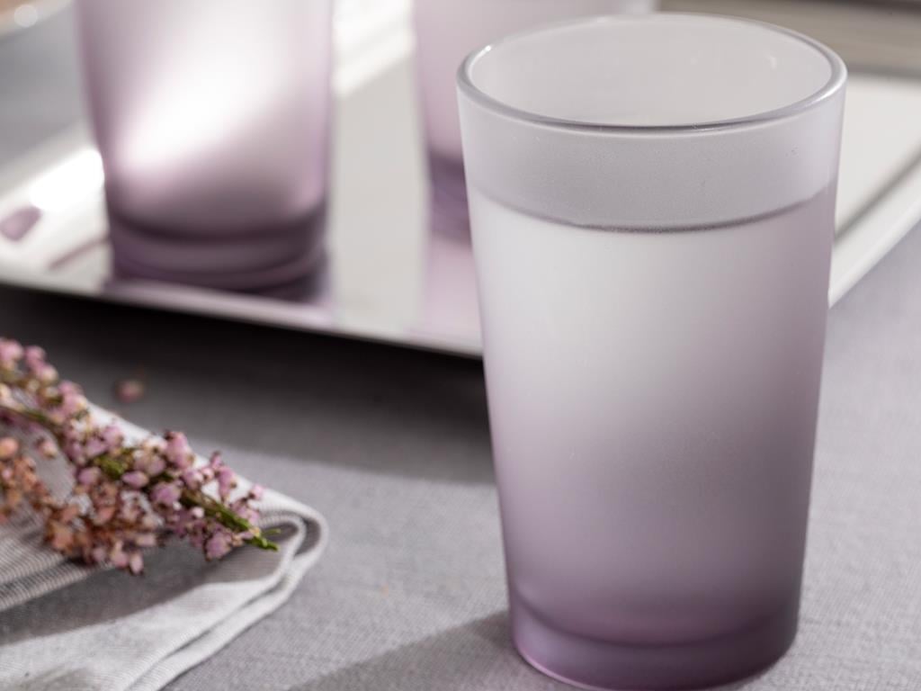 Degetto Glass 6 Set Served with Coffee Water Glass 100 ml Purple-Blue